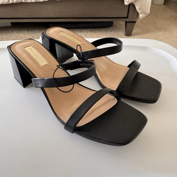 Primark Womens Size 6 Thin 2 Strap Heeled Slide Sandal NWT Black - Picture 2 of 6